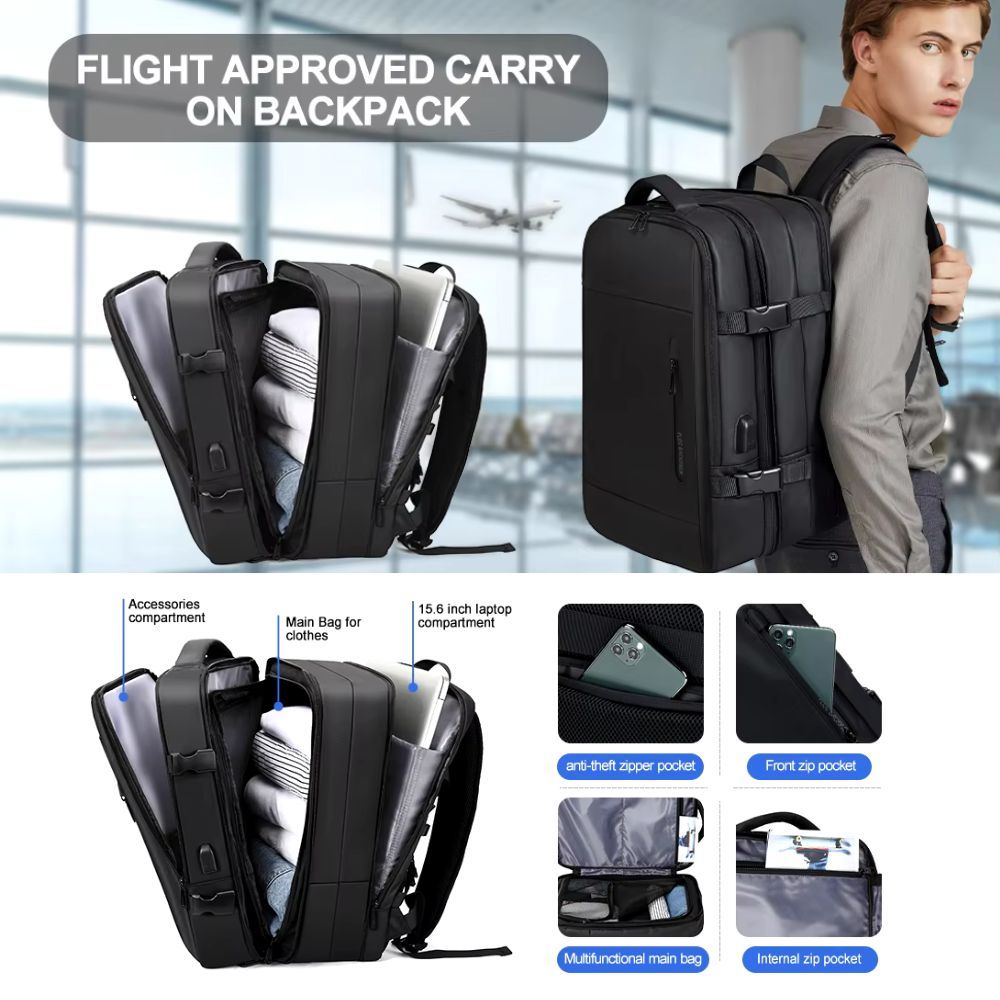 bagage cabine noir avec compartiments