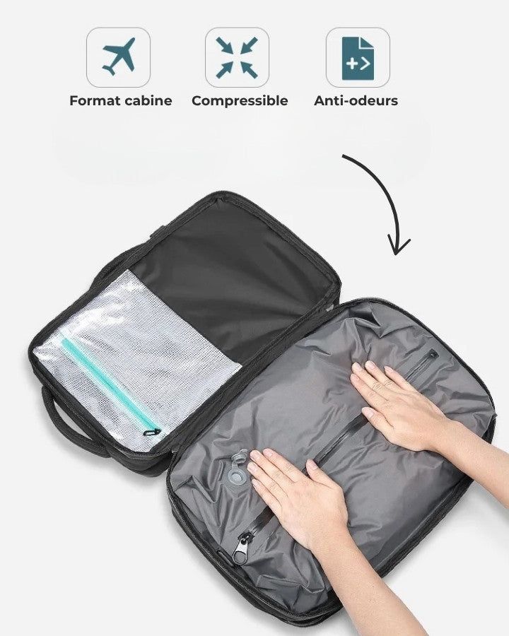 sac à dos avec compression manuelle