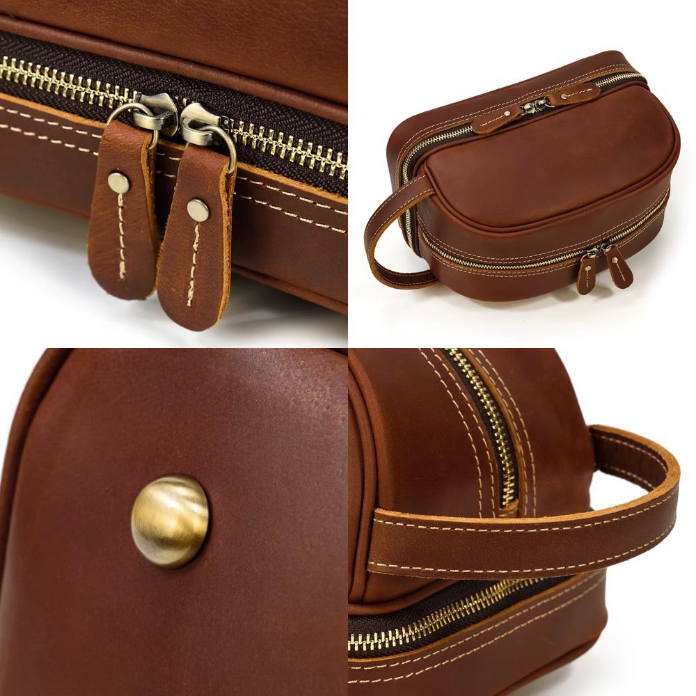 Trousse de toilette homme cuir vintage – Image 4
