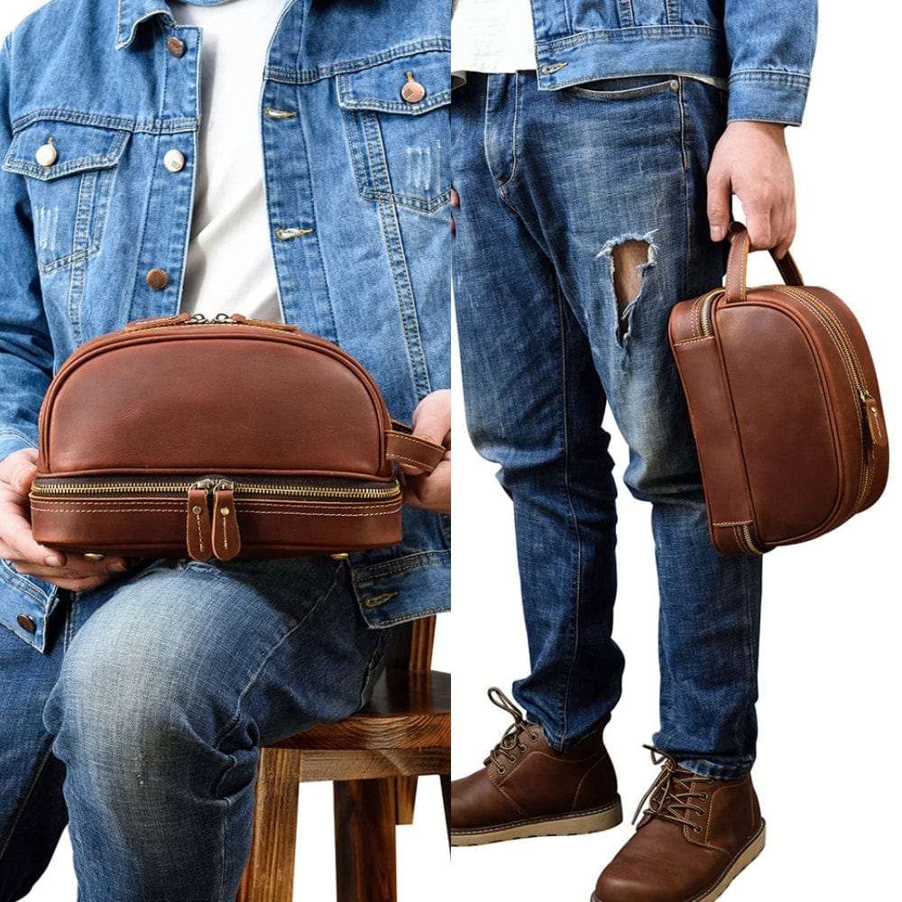 Trousse de toilette homme cuir vintage – Image 6