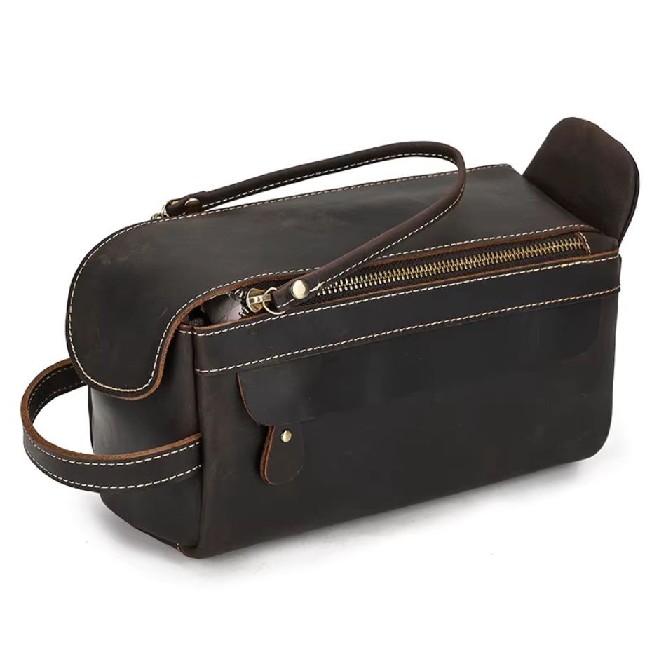 Trousse de toilette homme en cuir