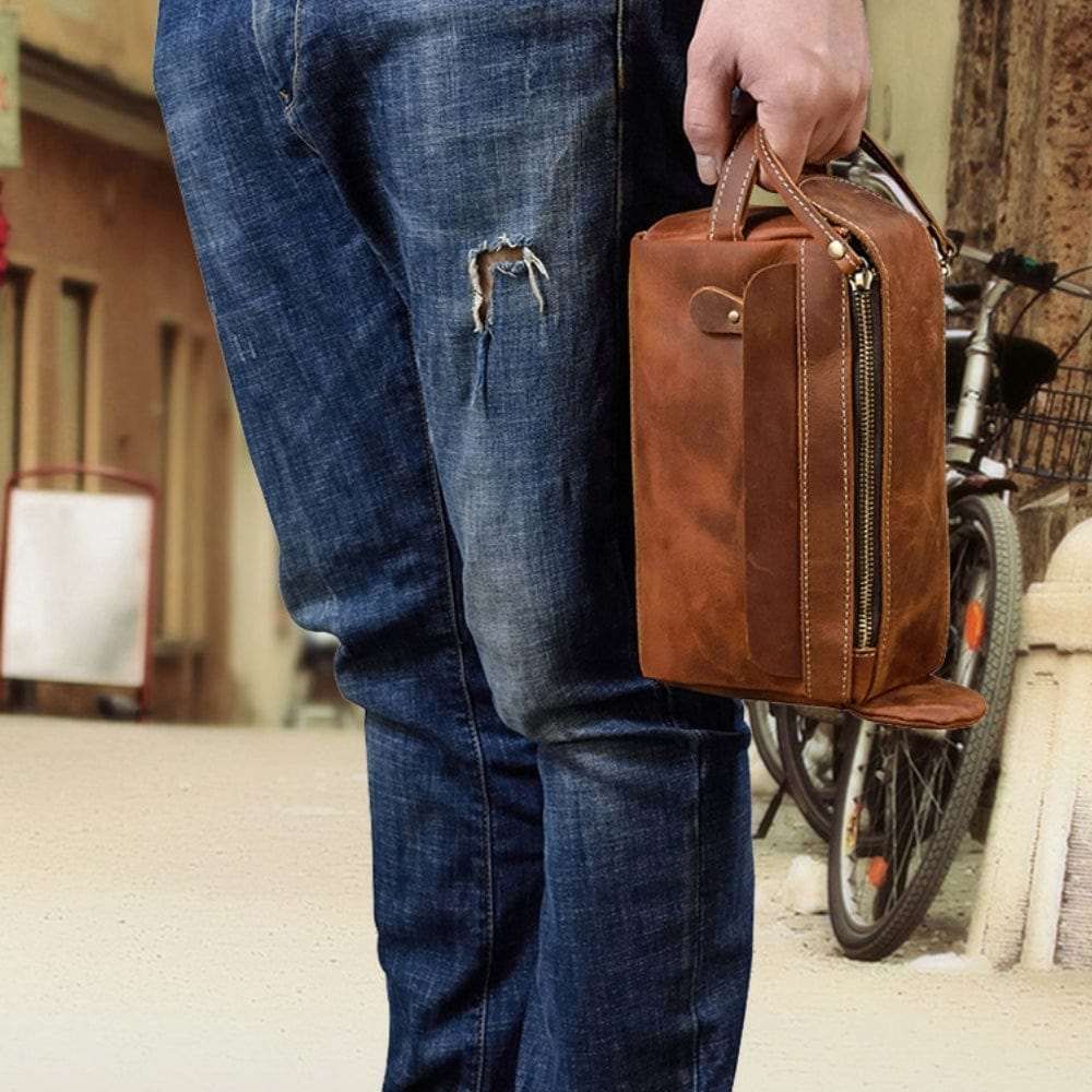 Trousse de toilette homme en cuir – Image 9