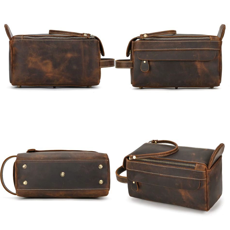 Trousse de toilette homme en cuir – Image 4