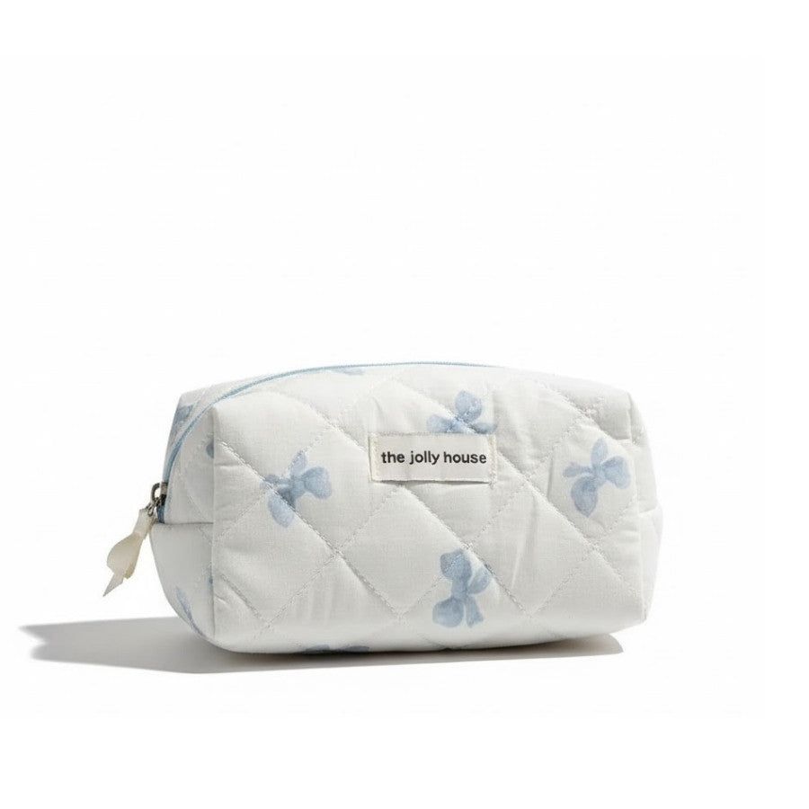trousse de maquillage tissu matelassé nœud papillon
