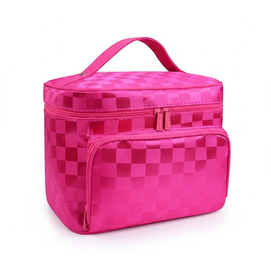 petit vanity souple pour femme avec motif damier