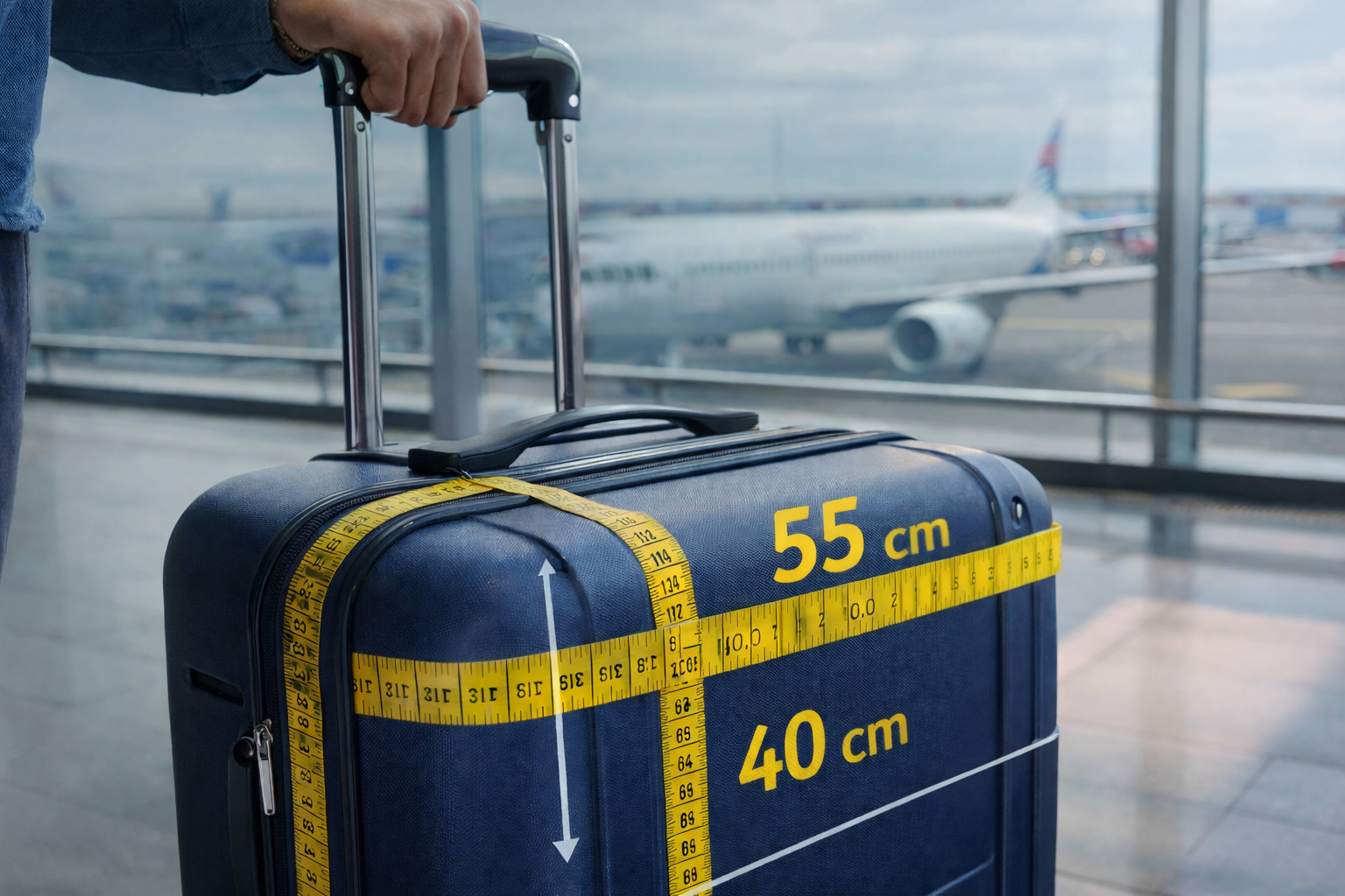 Dimensions bagage cabine 55 x 40 cm mesurées avant un vol en avion