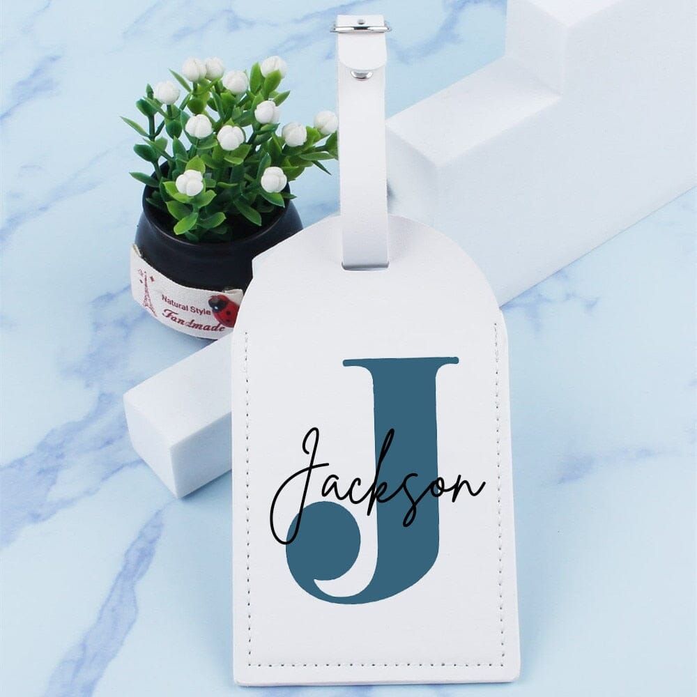 accessoire de valise en cuir avec initiales