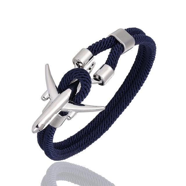 bracelet avion corde bleu marine