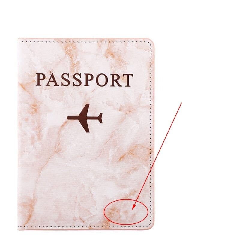 écrin passeport motif avion et marbre
