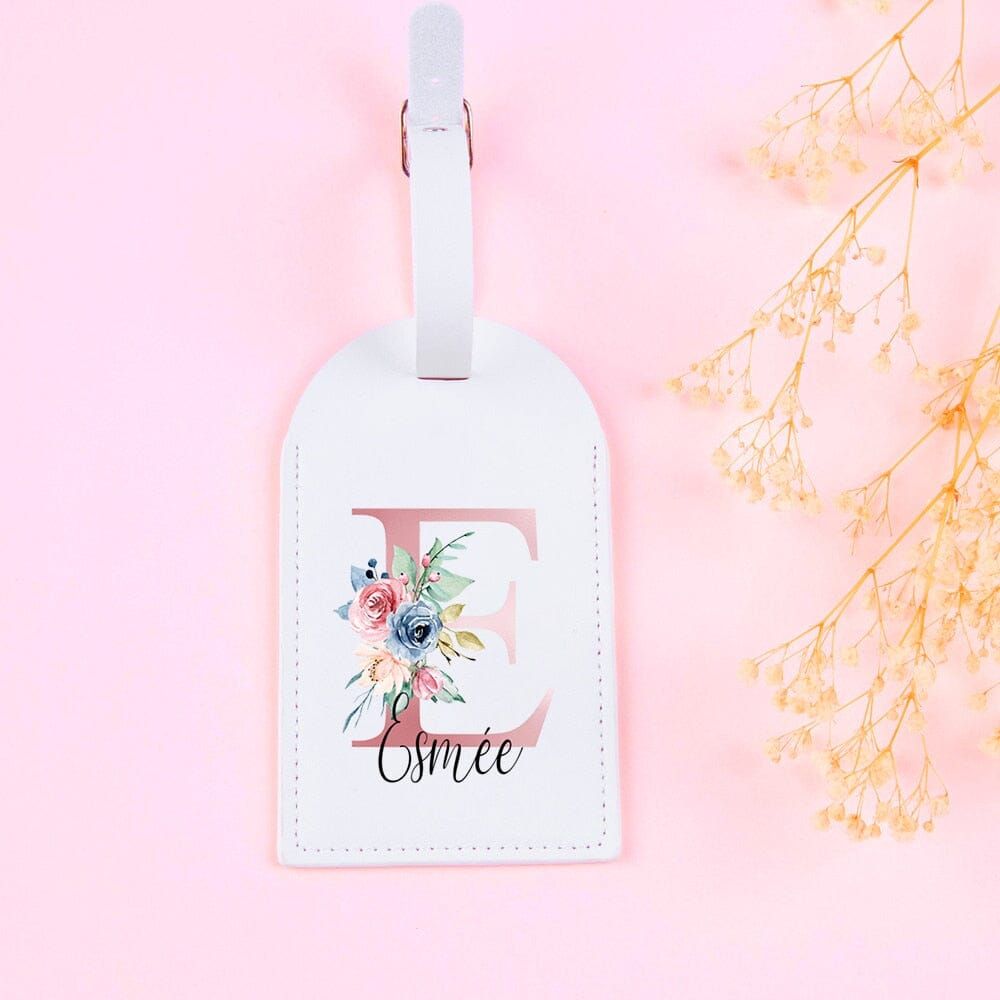 étiquette de voyage en cuir avec initiale pour femme