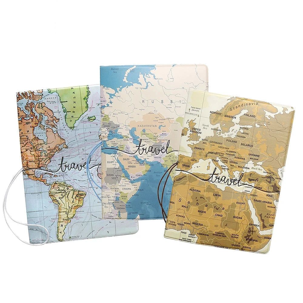 étui pour passeport carte du monde