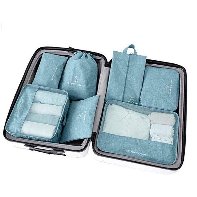 organisateurs de valise to travel to live set de 7 turquoise