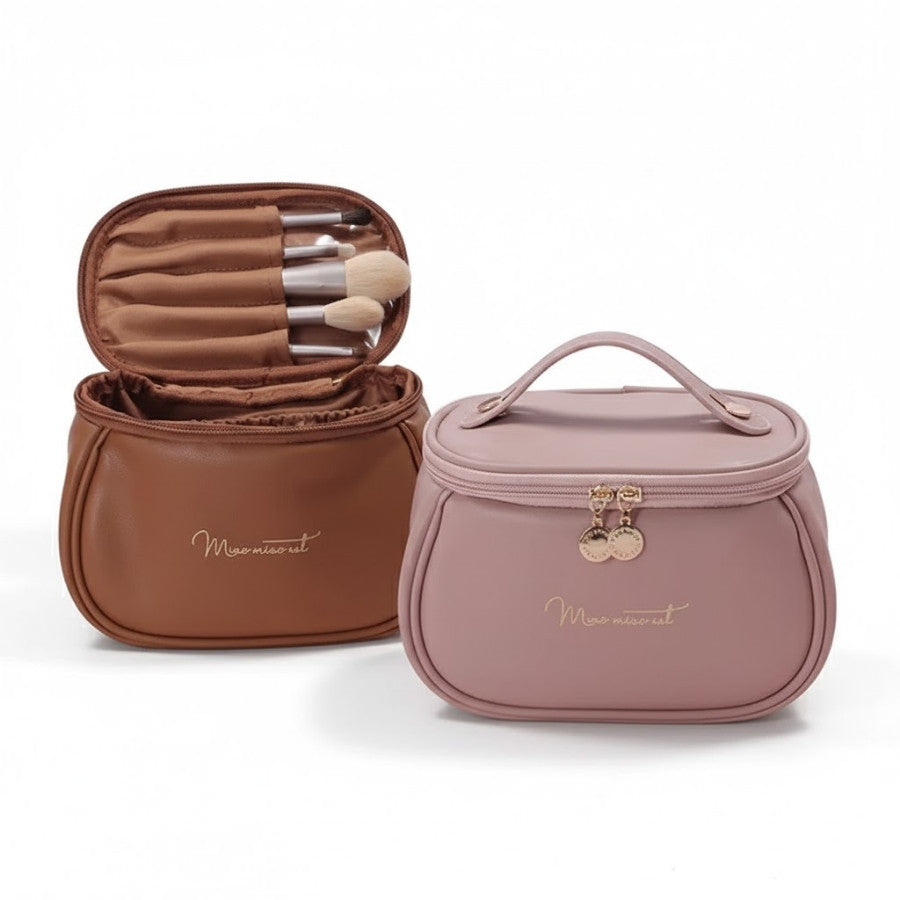 Petit Vanity Maquillage - Simili Cuir Souple avec Compartiments