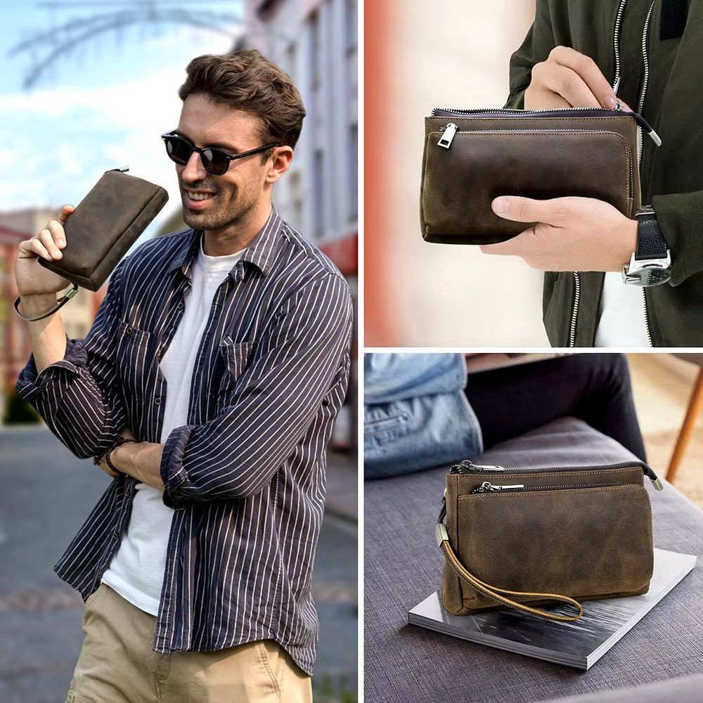 Pochette à main <br> pour homme en cuir – Image 3