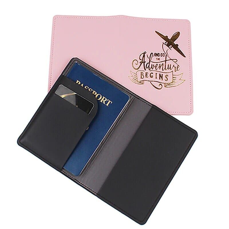 protection passeport en cuir avec design aventure