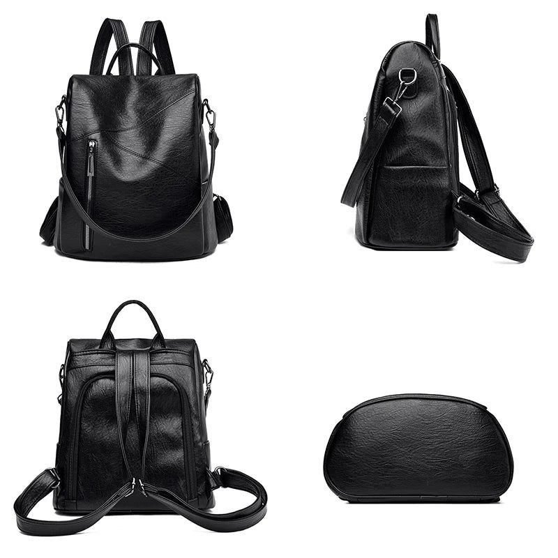 sac à dos femme en cuir fermeture zippée à l'arrière