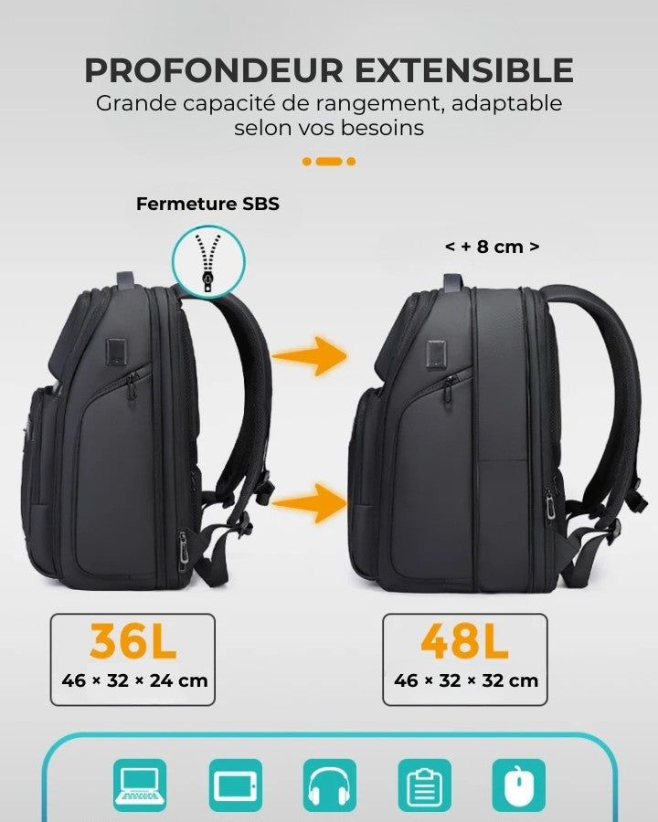 sac à dos de voyage ergonomique pour ordinateur