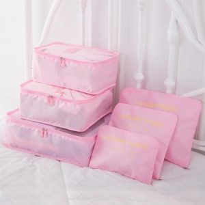organisateurs de valise laundry pouch set de 6 rose