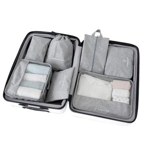 organisateurs de valise to travel to live set de 7 gris