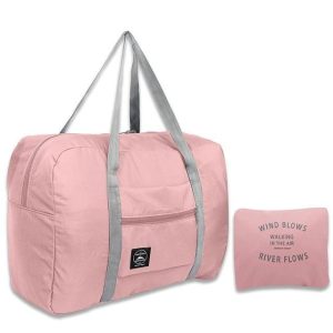 sac de voyage pliable "wind blow river flows" rose