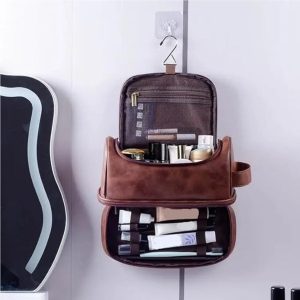 Trousse de Toilette Homme Cuir à Suspendre